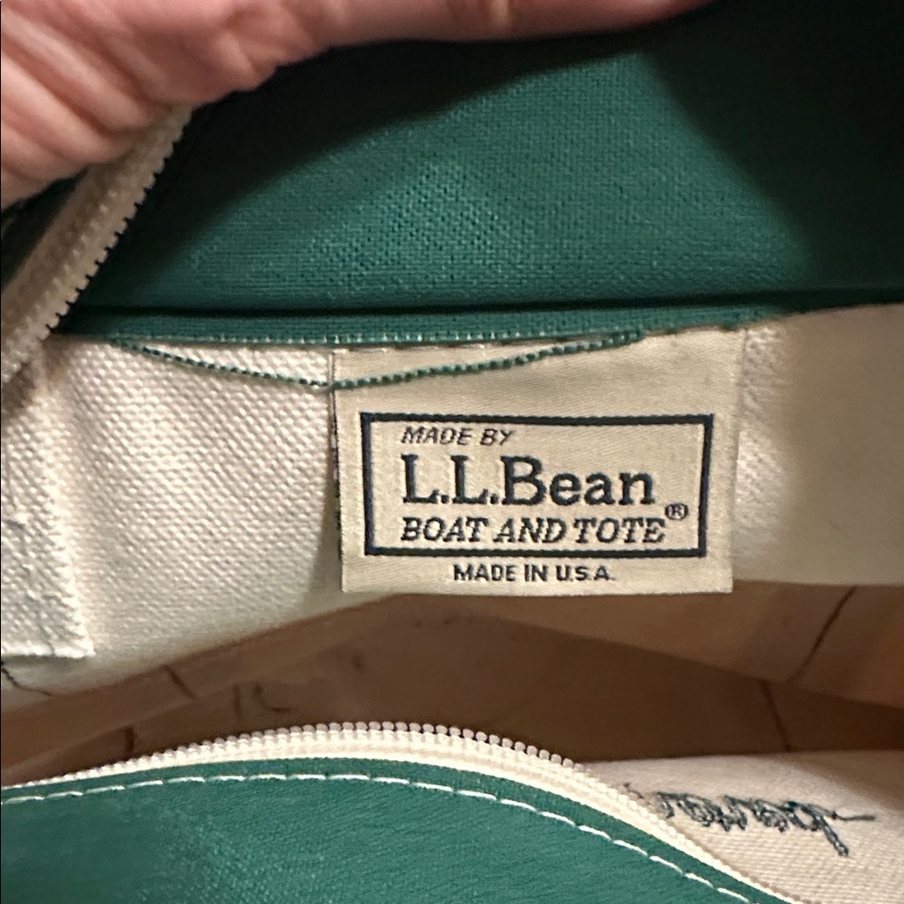 L.L. Bean Small Boat and Tote Zip Top – Green Trim “Unbothered” | Made in USA - Picture 8 of 9
